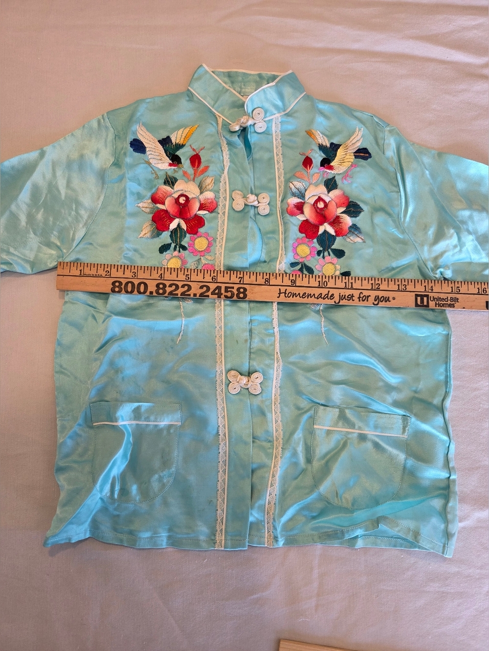 Vtg Oriental Silky Child's Embroidered PJ Ser Size Medium - Picture 14 of 16